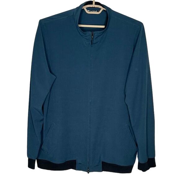 Travis Mathew Jacket Mens XL Full Zip Pockets Stretch Blue Textured Golf Casual - Picture 1 of 10